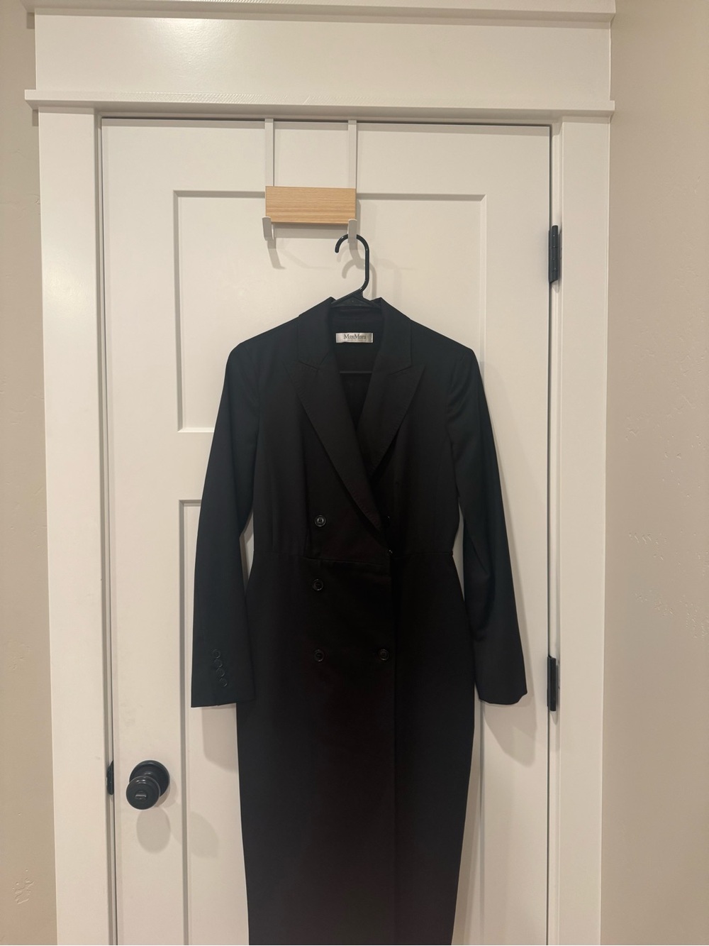 MaxMara Black Double-Breasted Long Blazer Coat